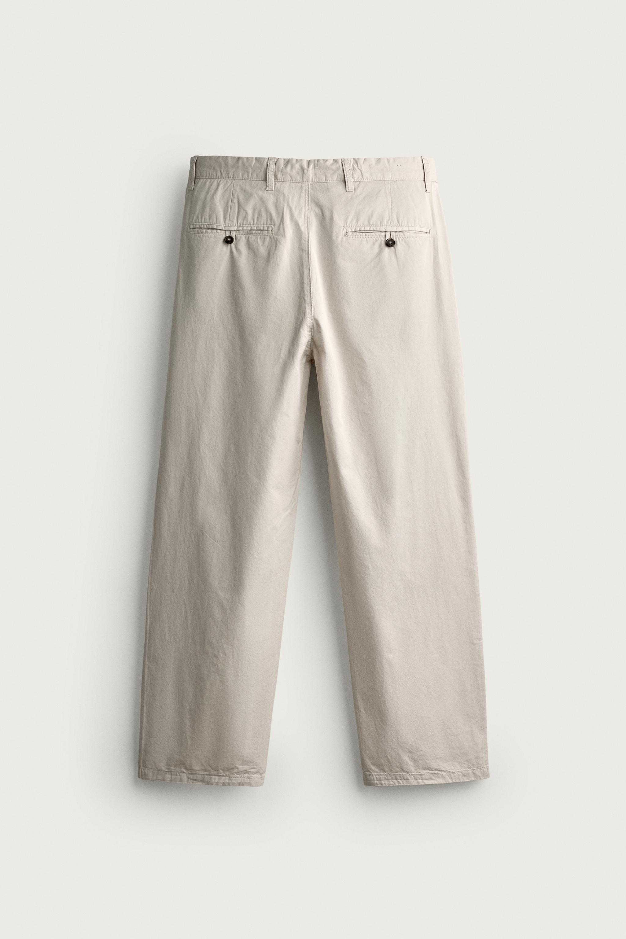 PLEATED STRAIGHT FIT CHINO PANTS